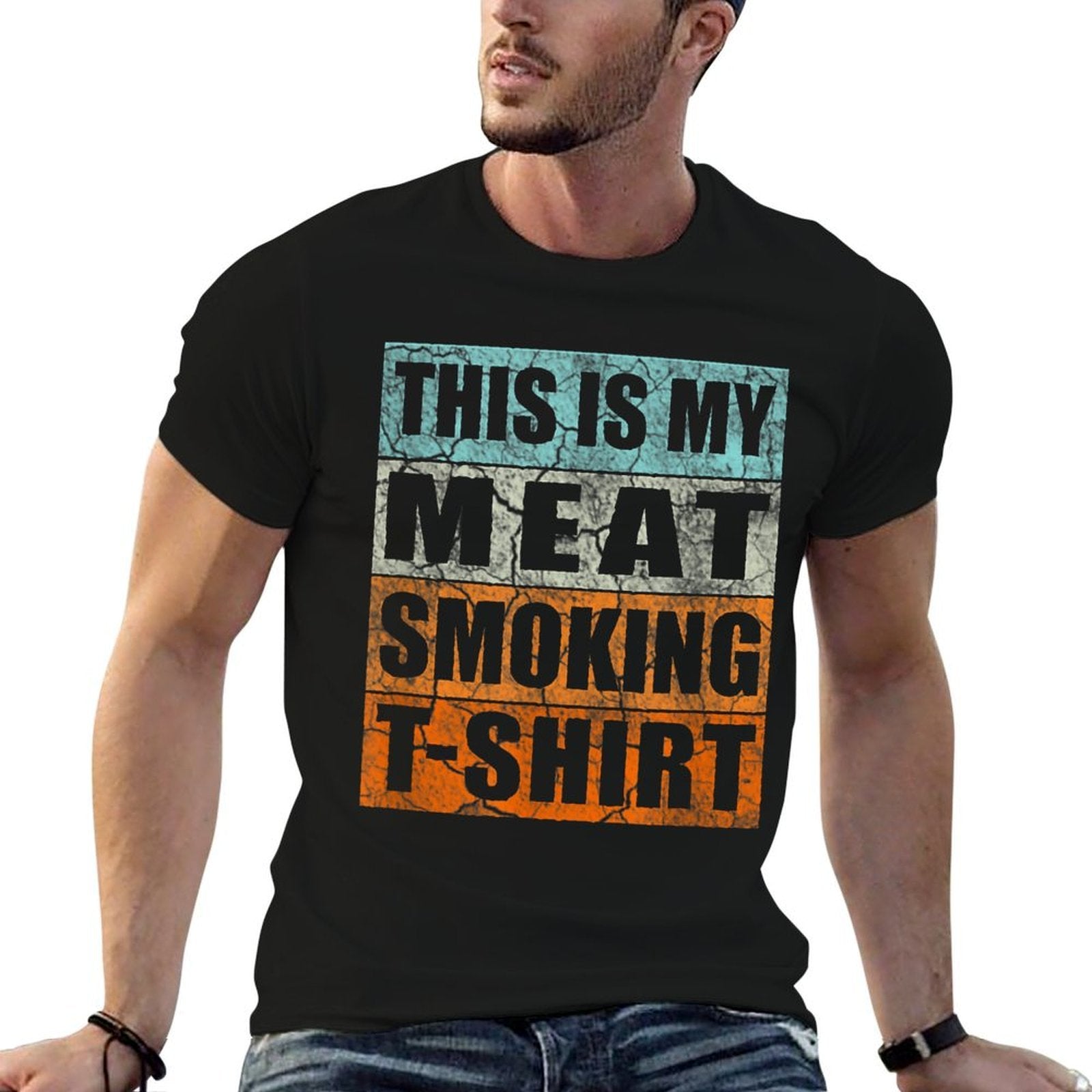 BBQ Smoker Themed Retro - Vintage My Meat Smoking  Graphic-printed T-Shirt