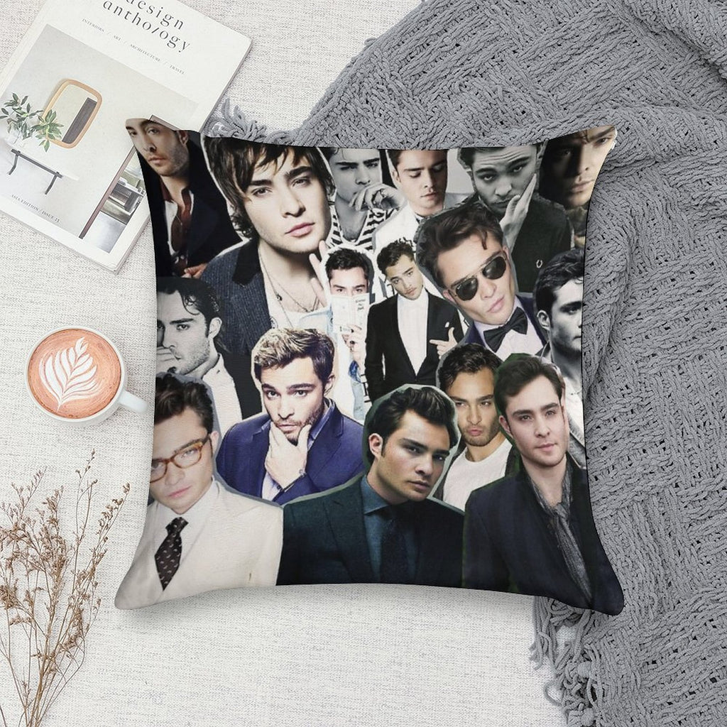 Ed Westwick Collage Soft Luxury Feel Throw Pillow
