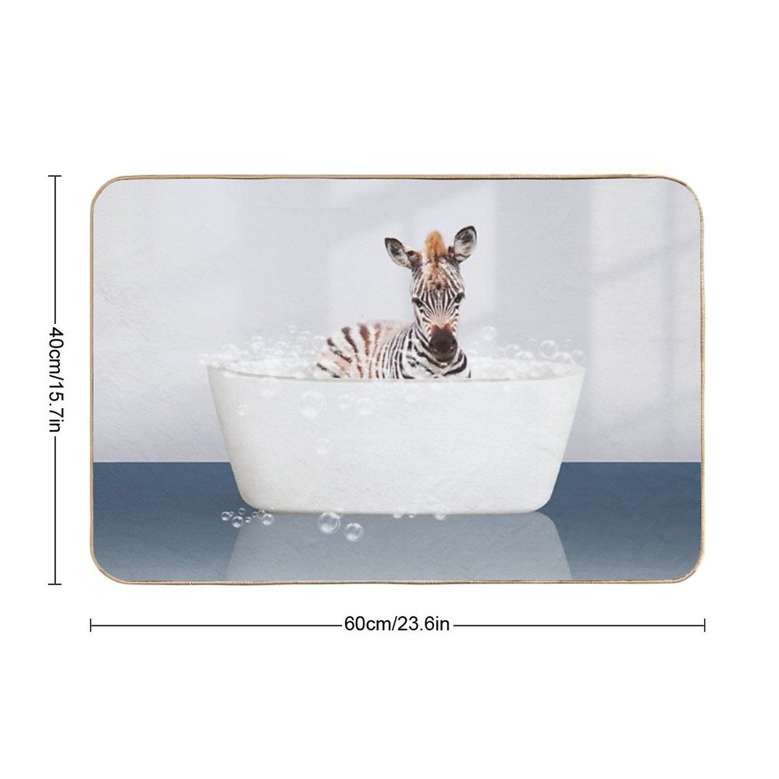 Baby Zebra  in Modern Bathtub Blue Print, Baby Zebra Bathing, Animals in Bathtub Art by Synplus  Eco-Friendly Bath Mat