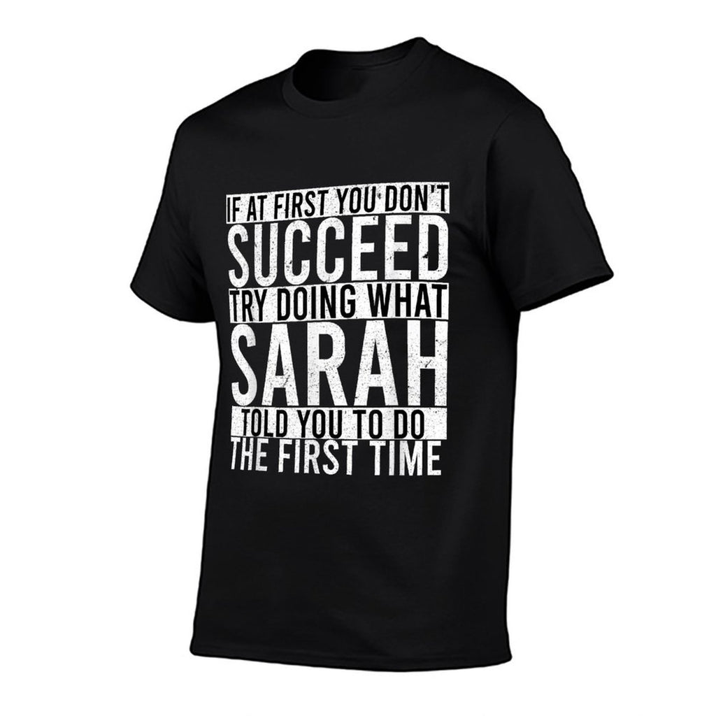 SARAH Gifts Name Personalized Birthday Presents Funny SARAH  Ribbed Collar T-Shirt