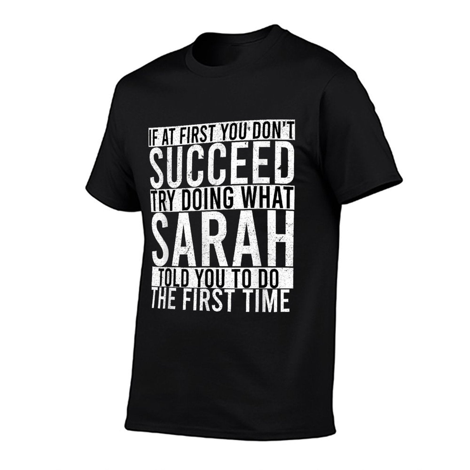 SARAH Gifts Name Personalized Birthday Presents Funny SARAH  Ribbed Collar T-Shirt