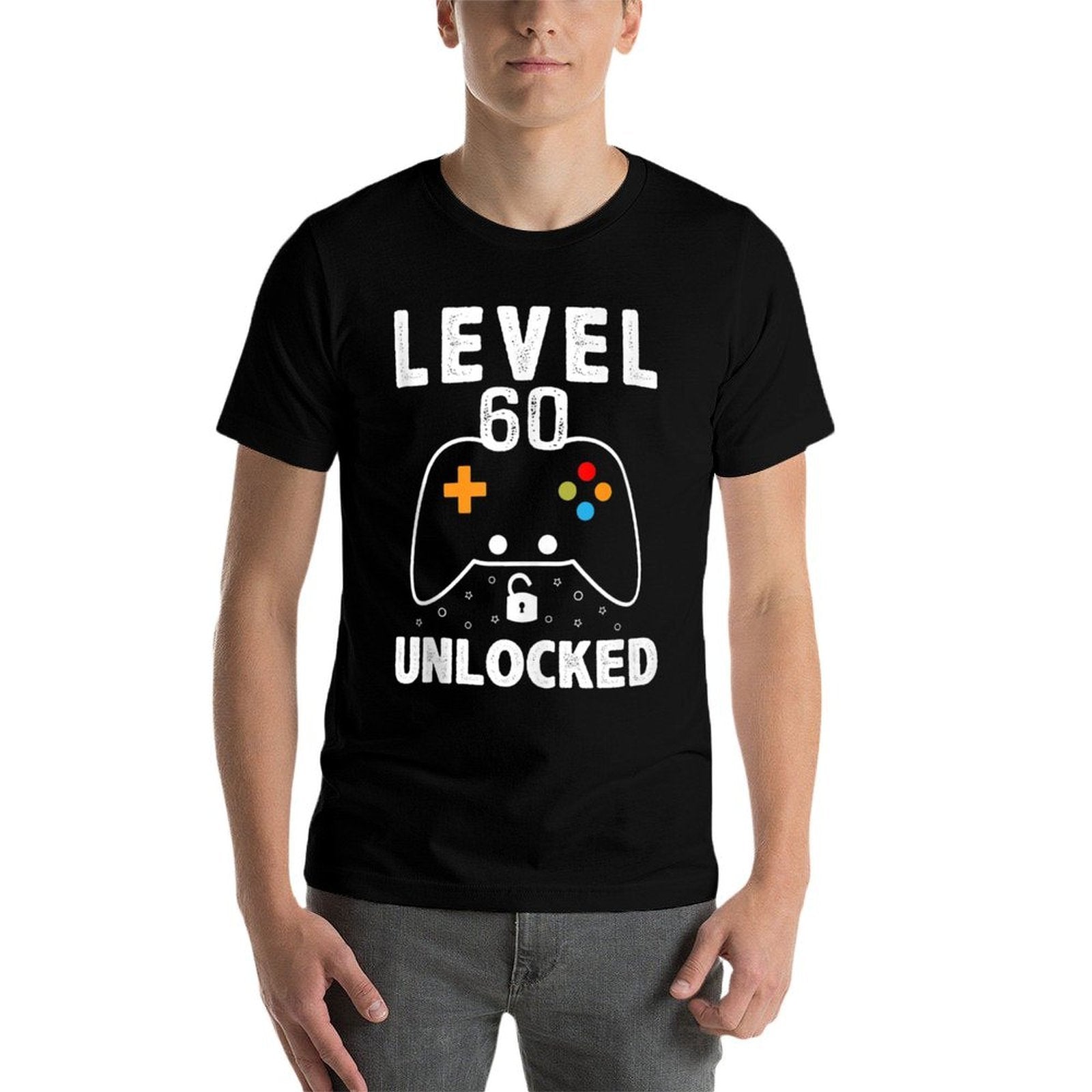 Level 60 Unlocked 60 Years Old Men Women 60th Birthday  Summer-ready Fabric T-Shirt