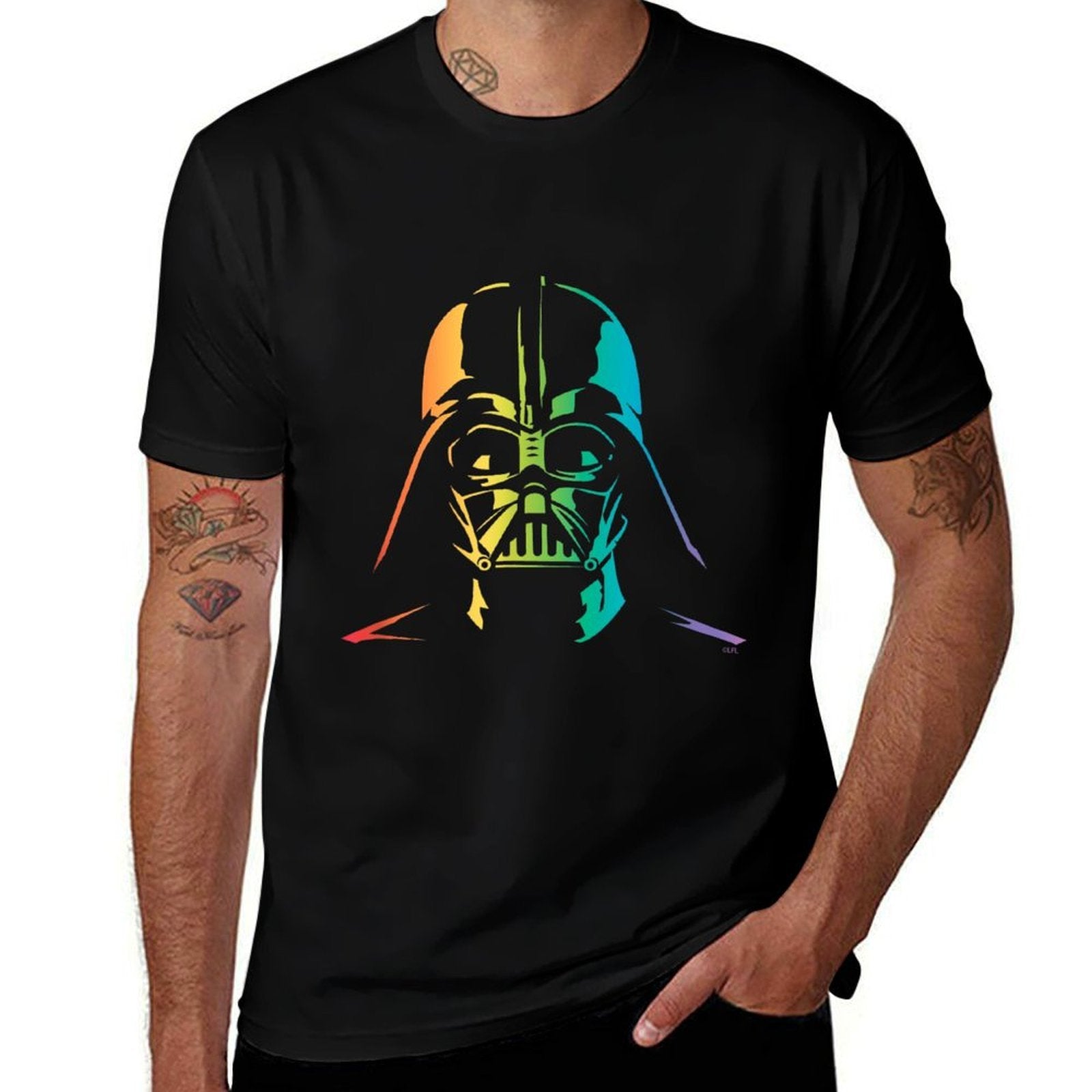Star Wars Darth Vader Gradient Rainbow Pride  Easy-care T-Shirt
