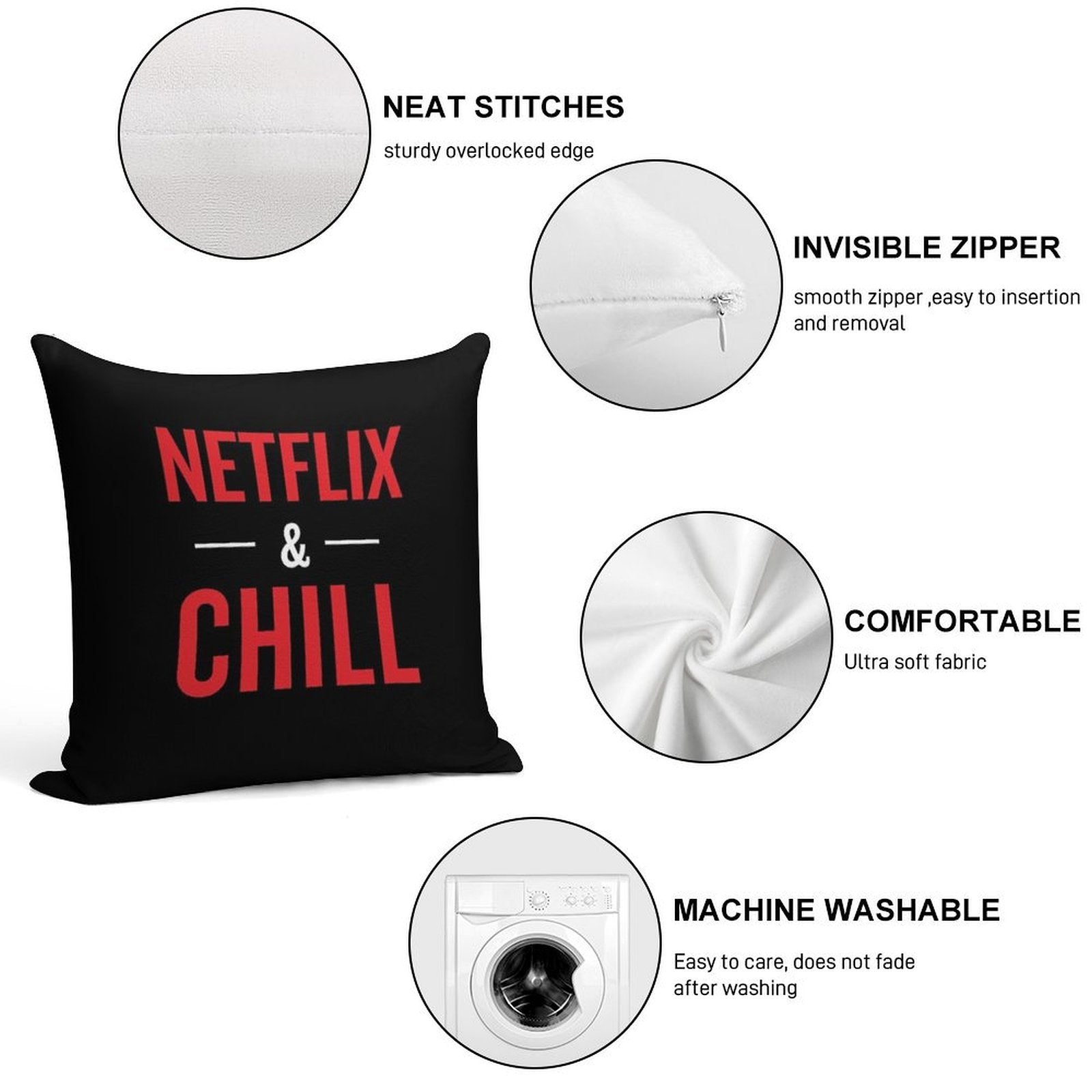 Netflix And Chill Soft Style Accent Throw Pillow