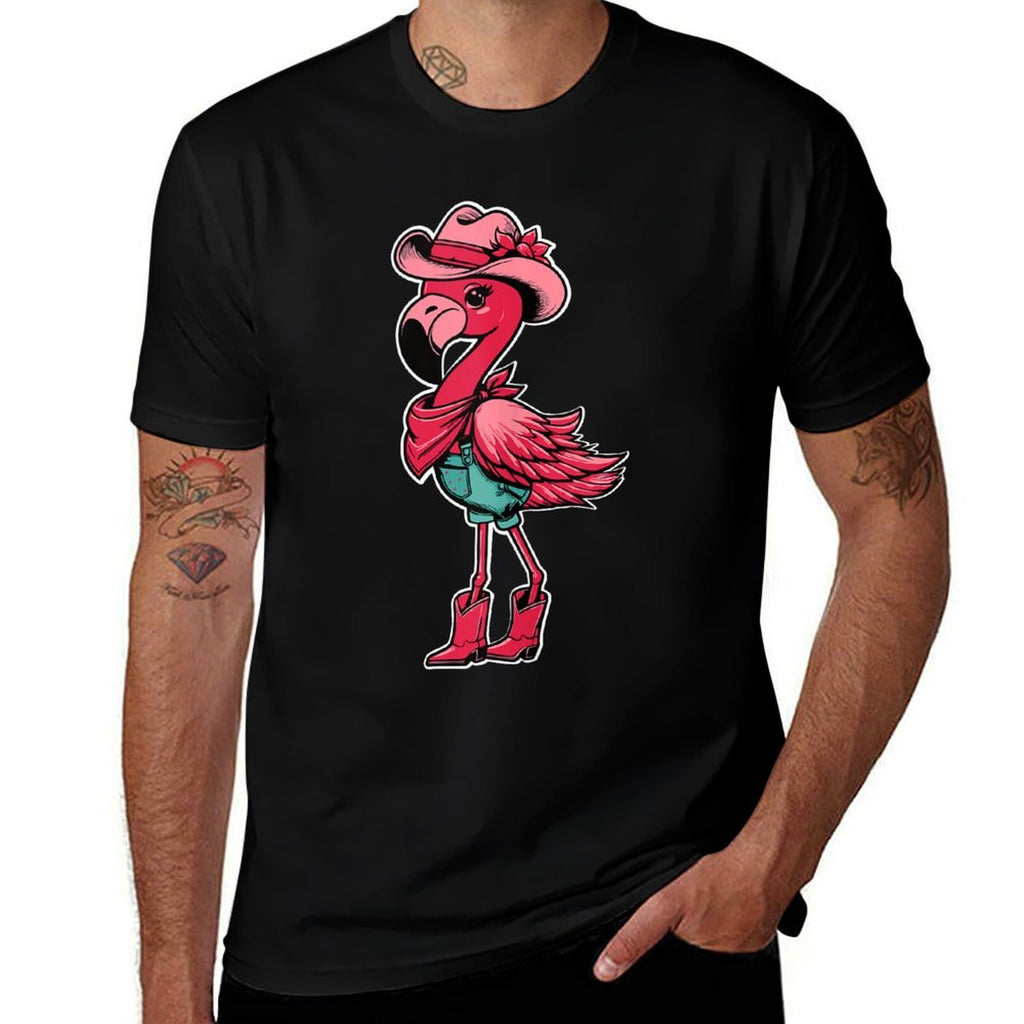 Flamingo Cowgirl Women Girl Cute Flamingo Tropical Birds  Stretchy T-Shirt