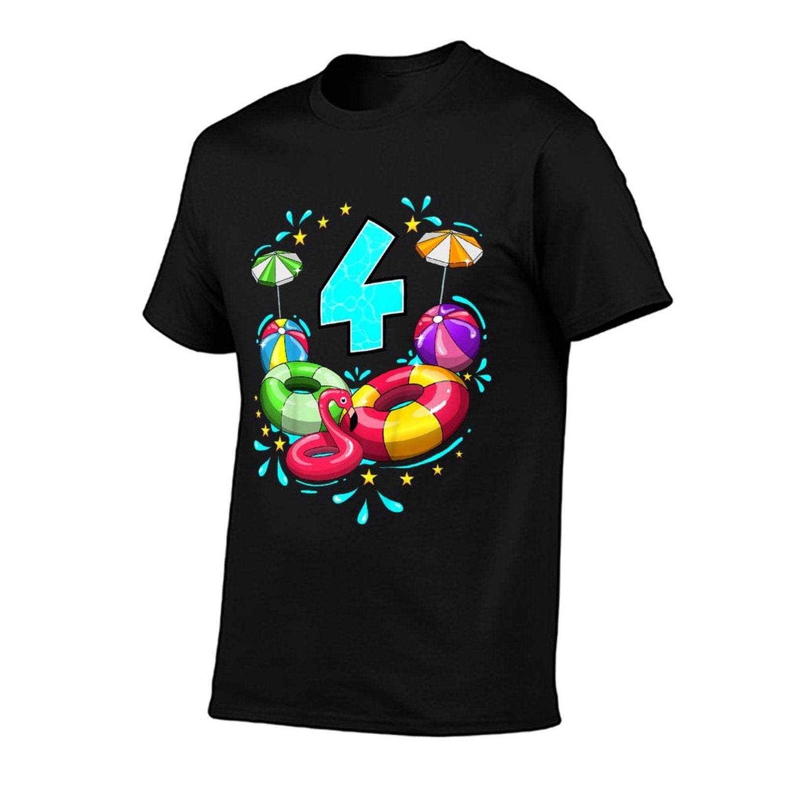 Kids 4th Birthday Pool Party 4 Years Old Beach Ball Summer  Slim-fit Cut T-Shirt