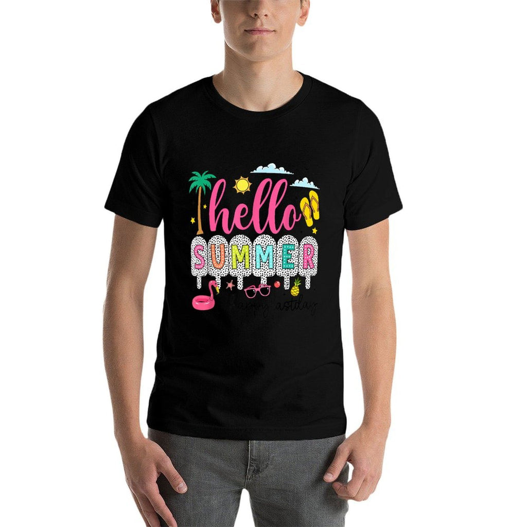 Happy Last Day of School Teacher Kids Hello Summer  Relaxed-fit T-Shirt