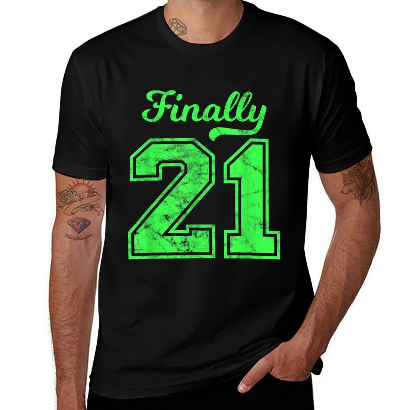 21st Birthday Boy Girl Born 2001 21st Birthday  Oversized Silhouette T-Shirt