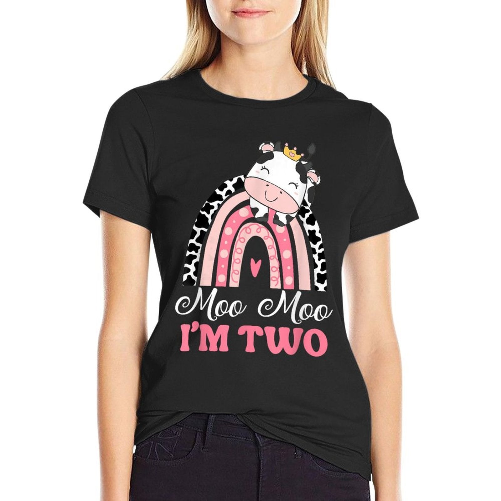Moo Moo Im Two Birthday Girl Outfit 2nd Bday For Toddler  Lightweight T-Shirt