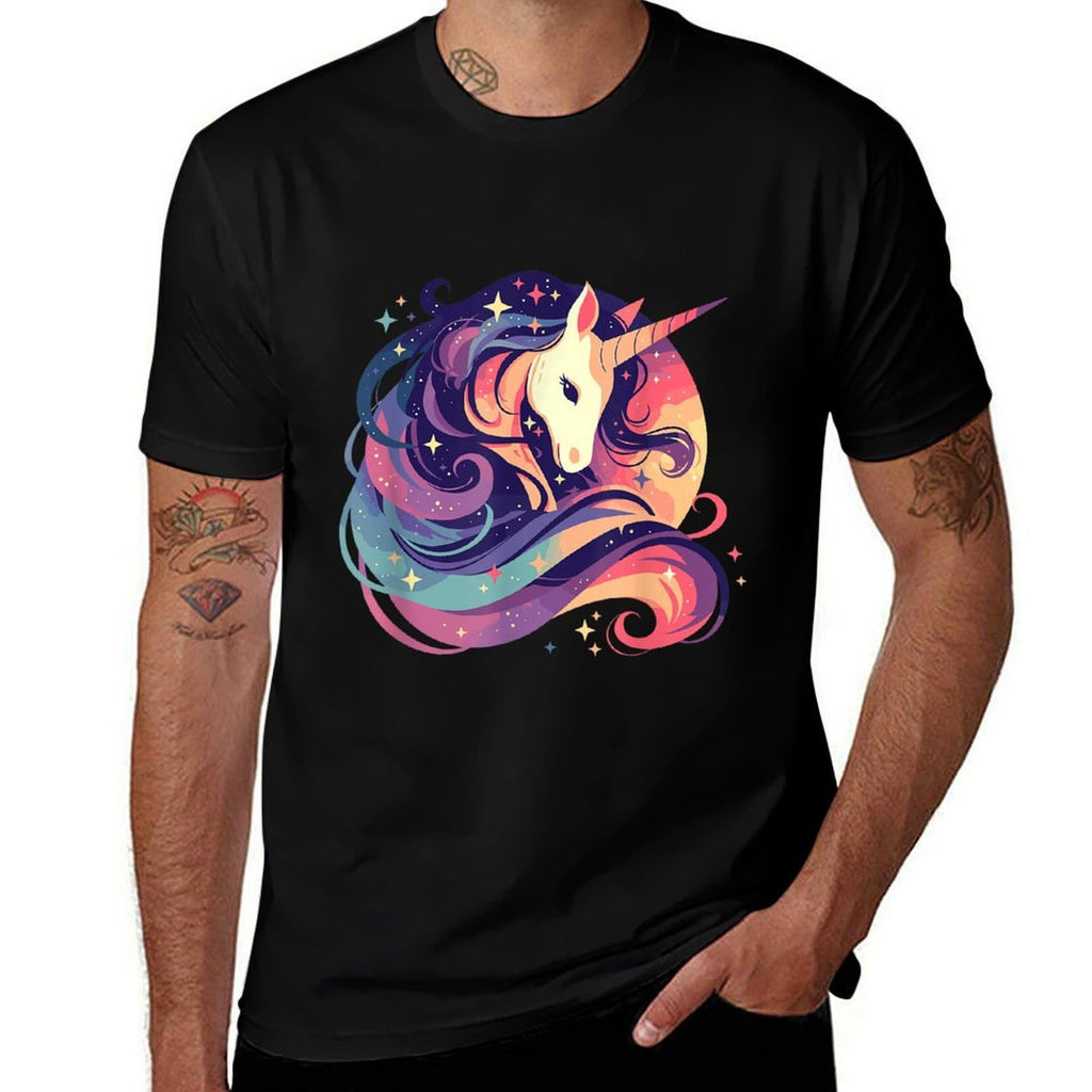 Majestic Sunset Unicorn Art Mystical Creature Fantasy  Heathered Texture T-Shirt
