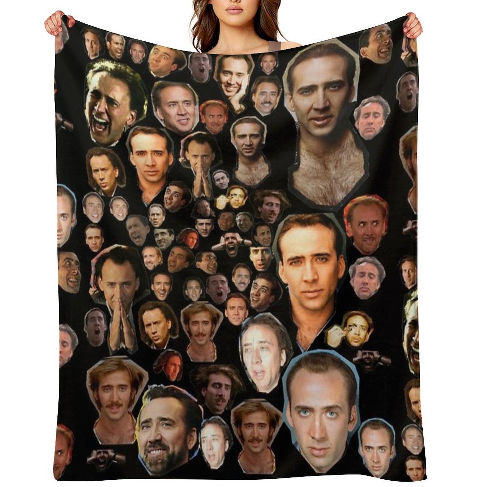 Nicholas Cage Faces Pattern - Nicolas Cage - Nick Cage - Nic Cage Faces Pattern Comfort Throw Blanket