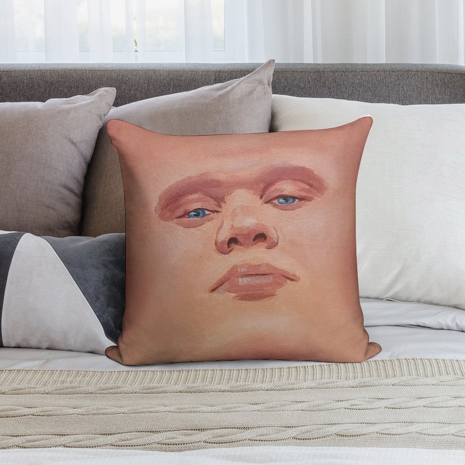 Smug Erling Haaland Face Soft Durable Construction Throw Pillow