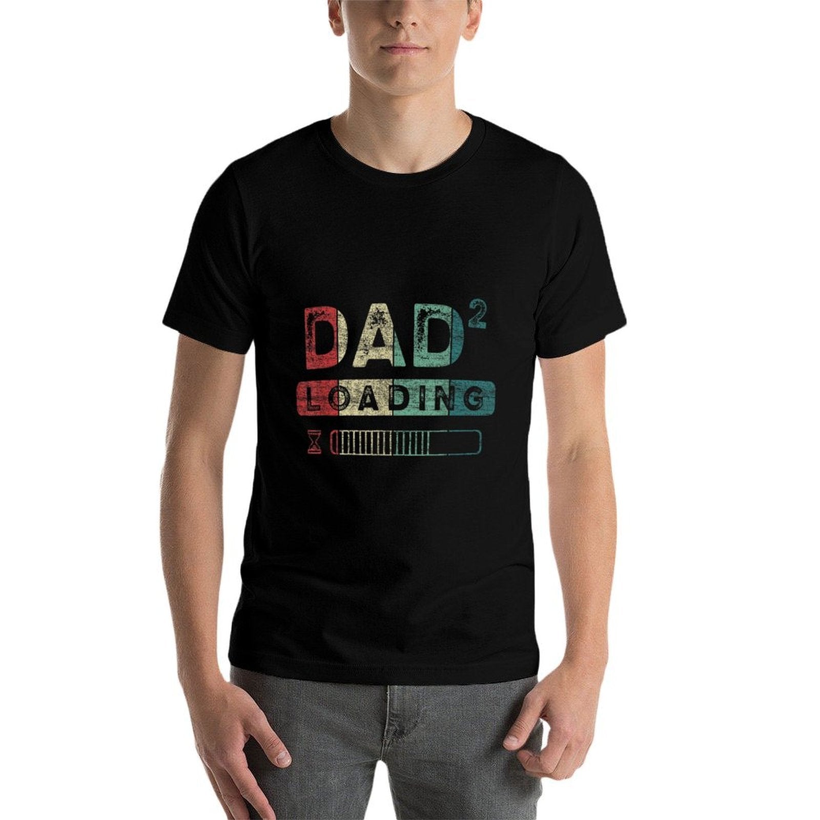 Dad-to-be, Twins, 2nd Child, Dad to The Power of 2 Loading  Cotton T-Shirt