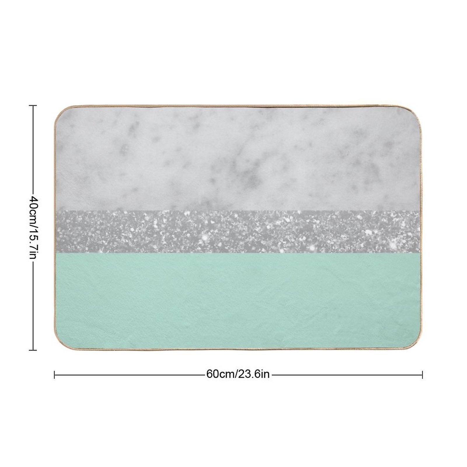White Marble Mint Silver Stripe Glam #1 (Photo of Glitter Only - Not Reflective)  Easy Maintenance Bath Mat