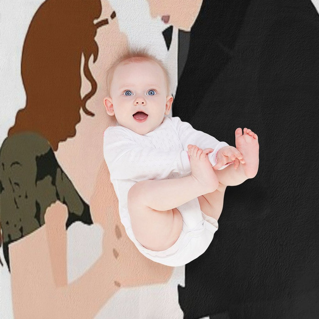 Bridgerton - Penelope And Colin with Their Baby Shrink-resistant Throw Blanket