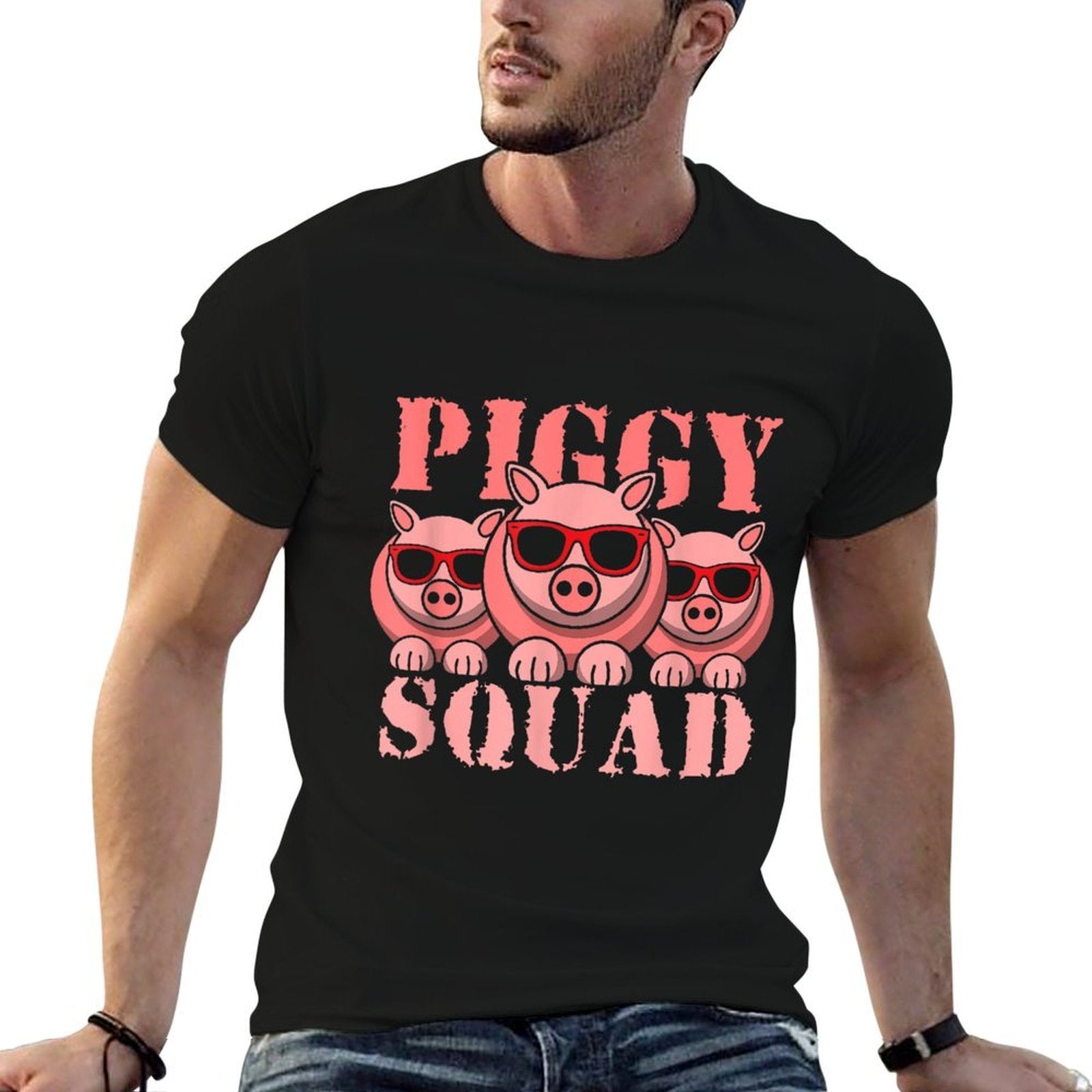 Pigs Lover Pink Animal Piggy Squad Funny Gift Idea for Men  Versatile T-Shirt
