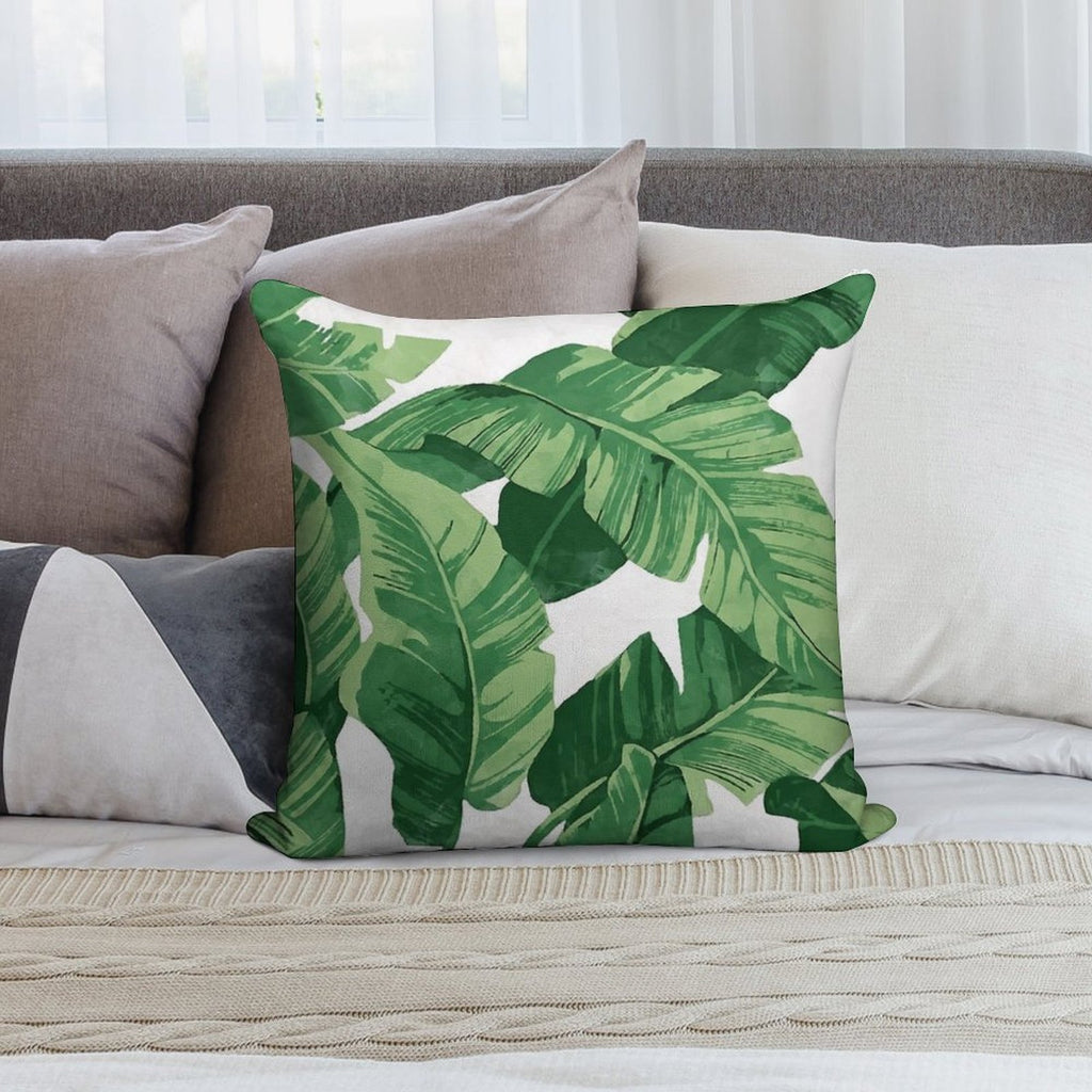 Tropical Banana Leaves II Soft Washable Throw Pillow