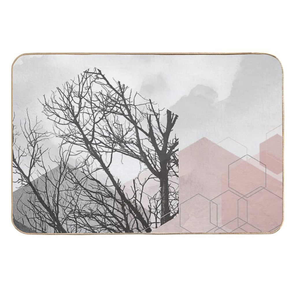 Pink And Grey Hexagon Art II Durable Bath Mat