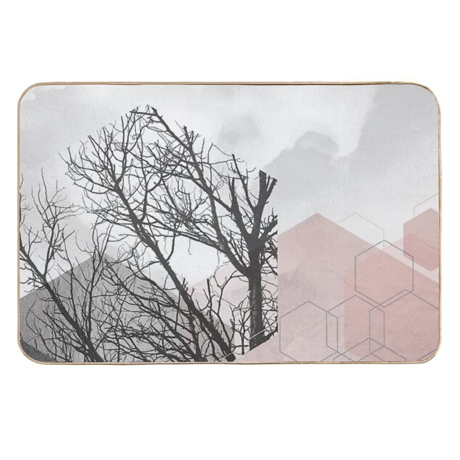 Pink And Grey Hexagon Art II Durable Bath Mat
