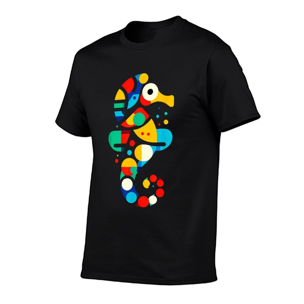 Modern Geometric Minimalism Illustration Seahorse Art  Breathable T-Shirt