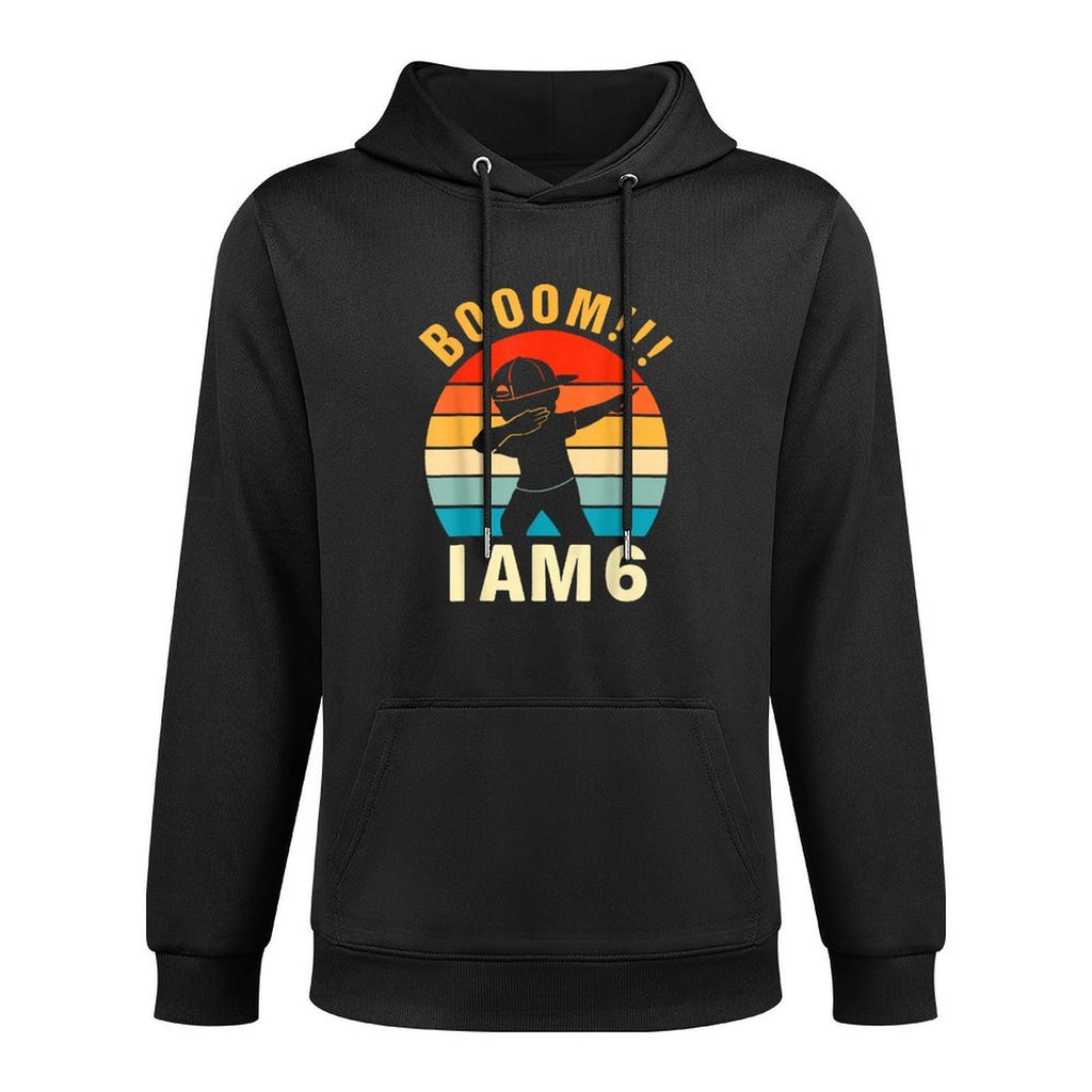 Vintage Boom I Am 6 6th Birthday Boy Love Kids Cotton-Polyester Blend Hoodie
