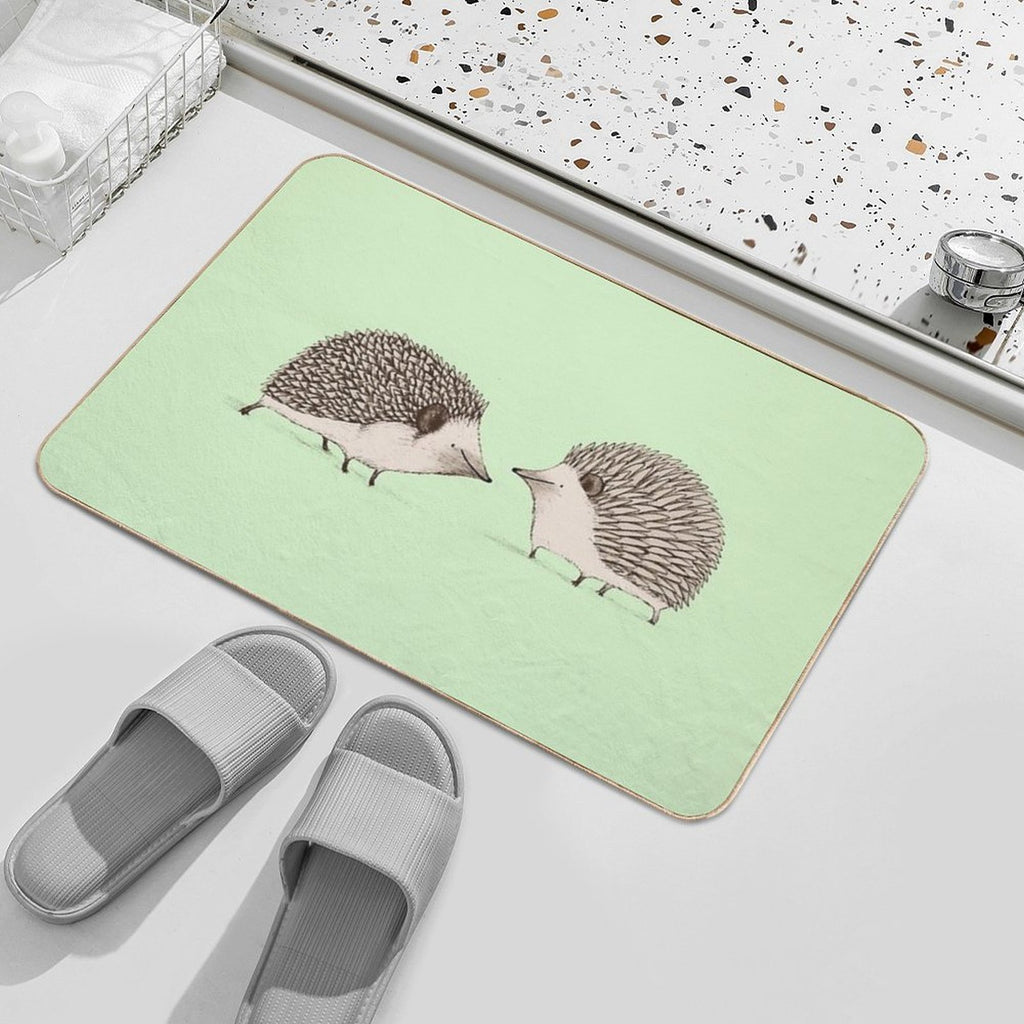 Two Hedgehogs  Slip-Resistant Bath Mat