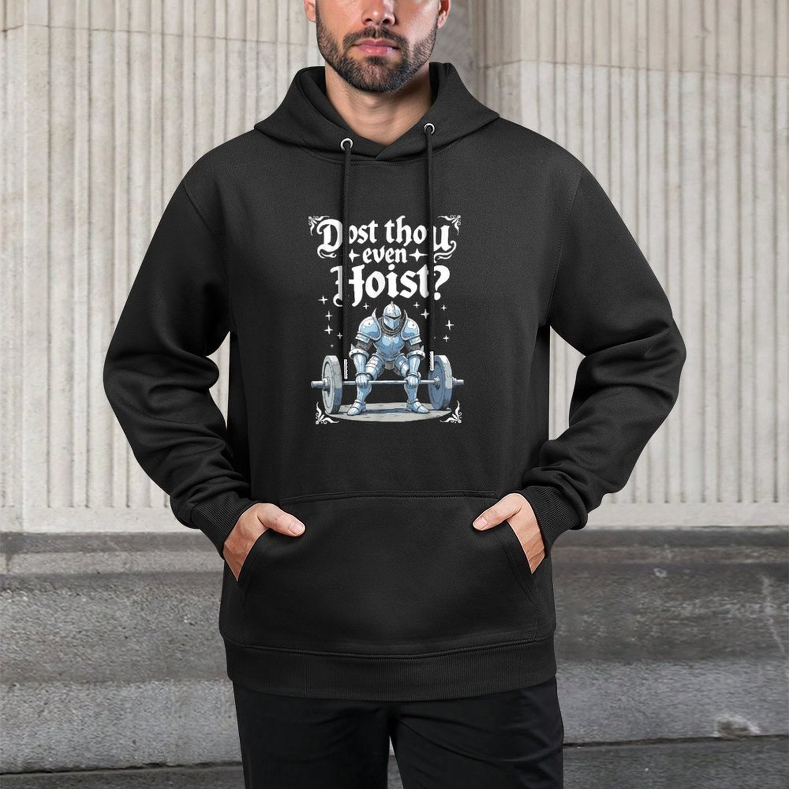 Dost Thou Even Hoist Funny Medieval Gym Meme Workout Relaxed Fit Hoodie
