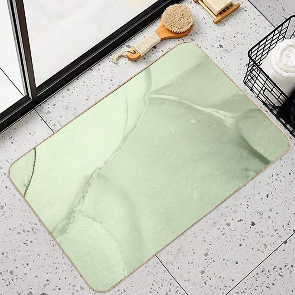 Soft Pastel Green, Sage Green Marble  Easy To Clean Bath Mat
