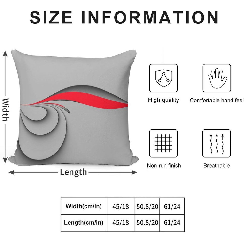 Grey And Red Soft Washable Throw Pillow