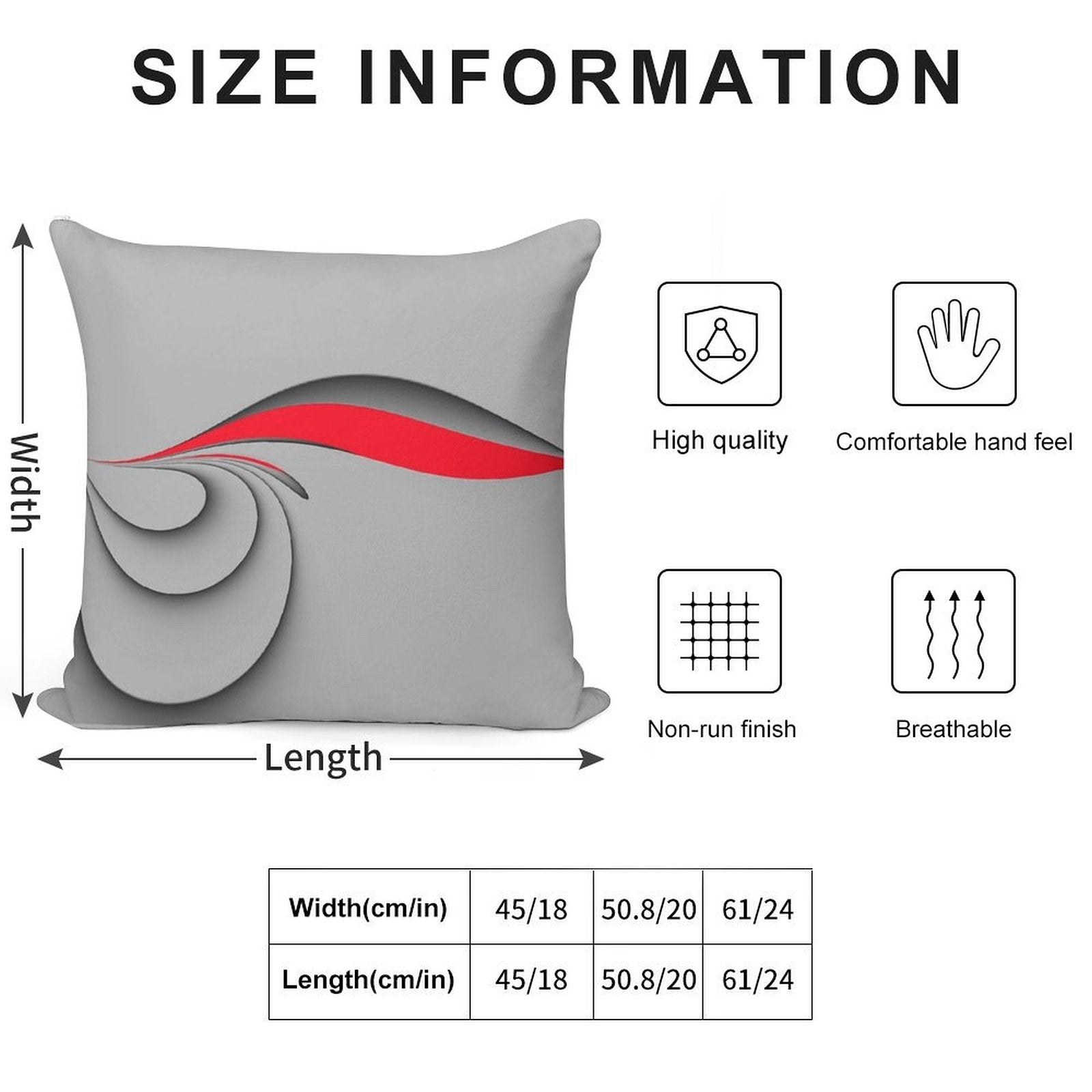 Grey And Red Soft Washable Throw Pillow