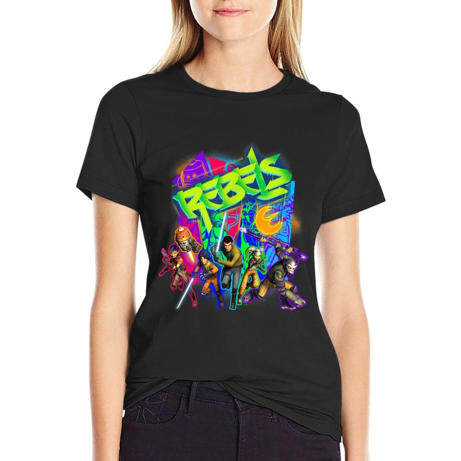 Star Wars Rebels Urban Graffiti Art Style Group Portrait  Oversized Silhouette T-Shirt