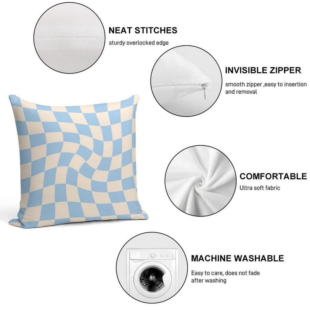 Check II - Baby Blue Twist Soft Warmth Comfort Throw Pillow