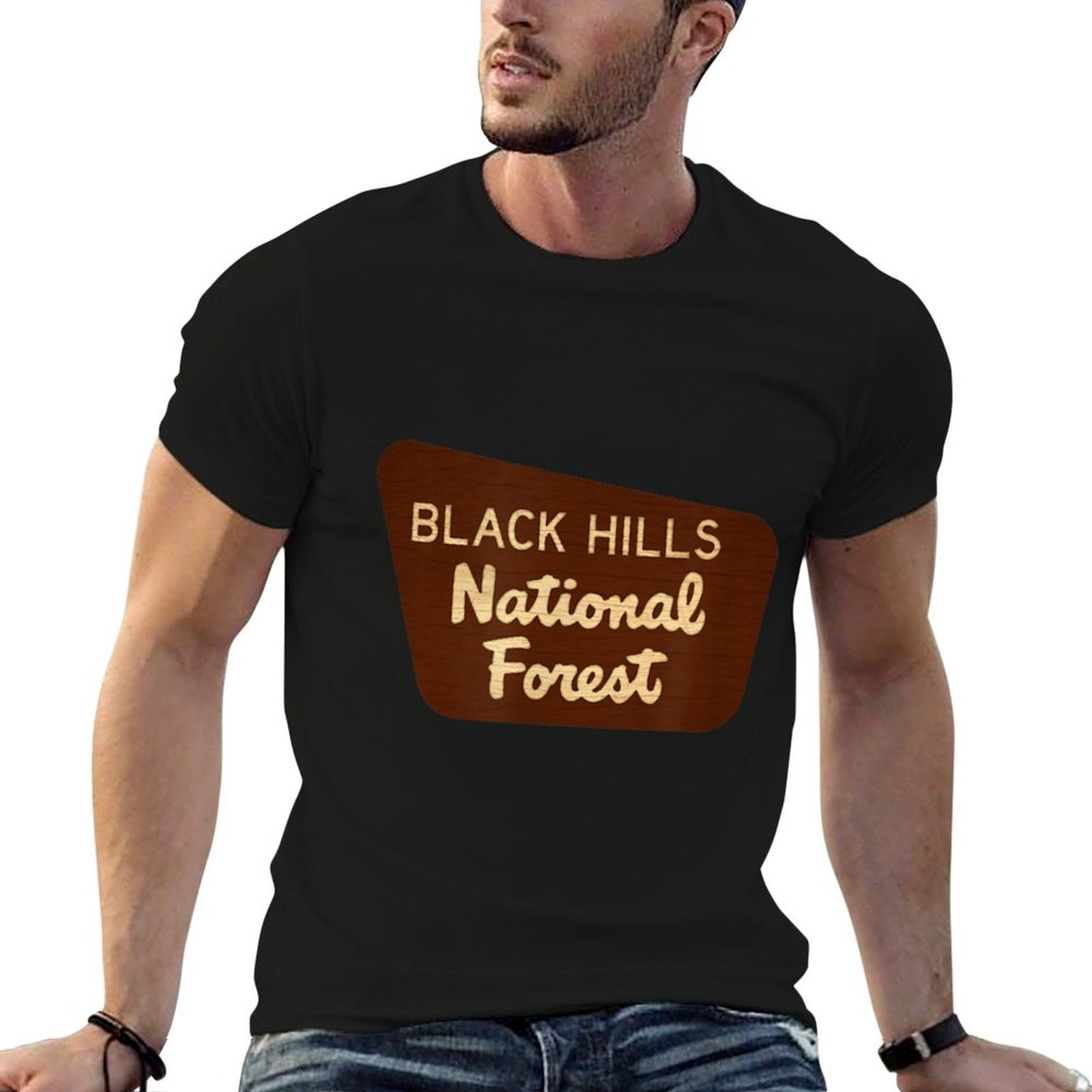 Black Hills National Forest Entrance Sign South Dakota Wyo  Rolled Sleeves T-Shirt