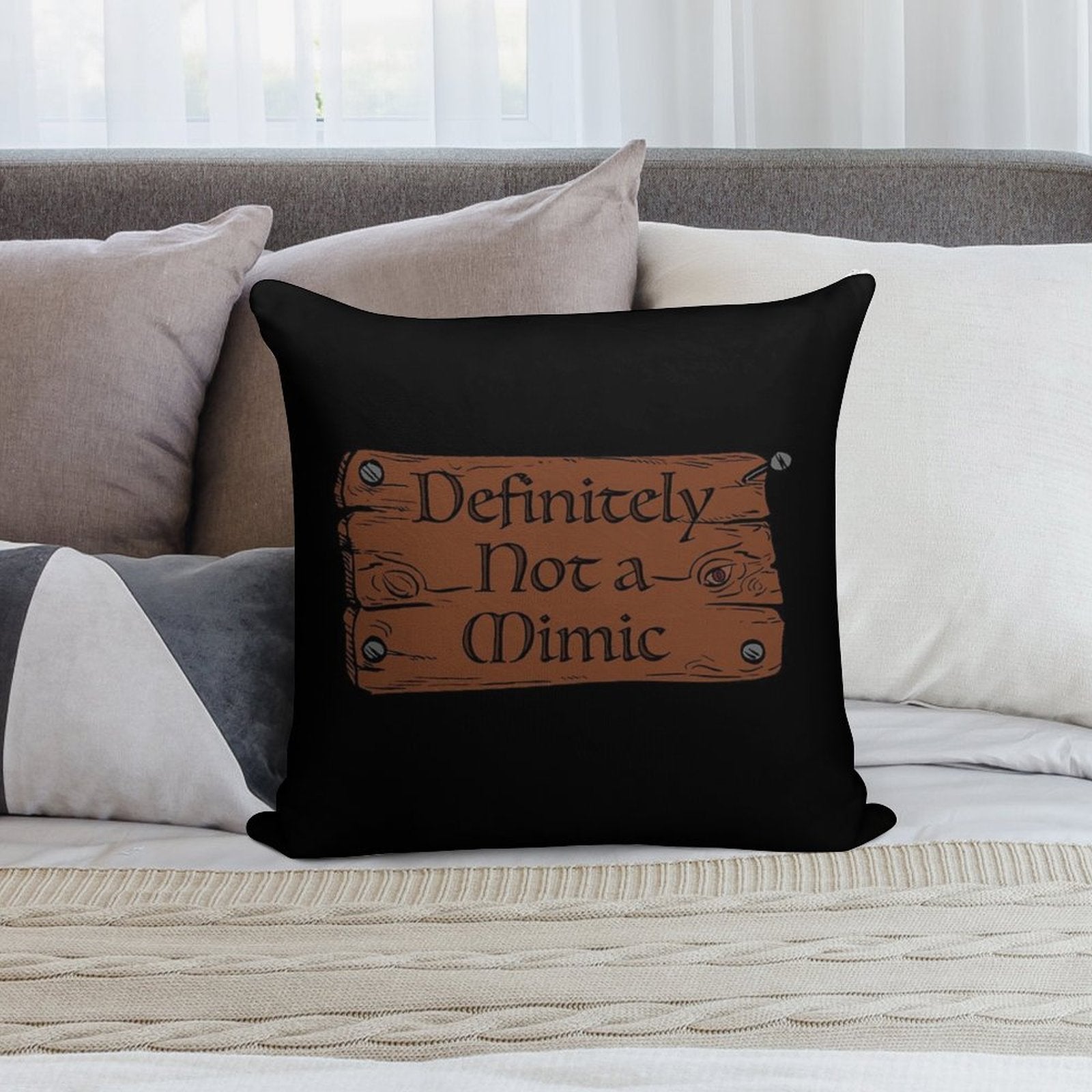 Definitely Not A Mimic Soft Anti-Pilling Throw Pillow