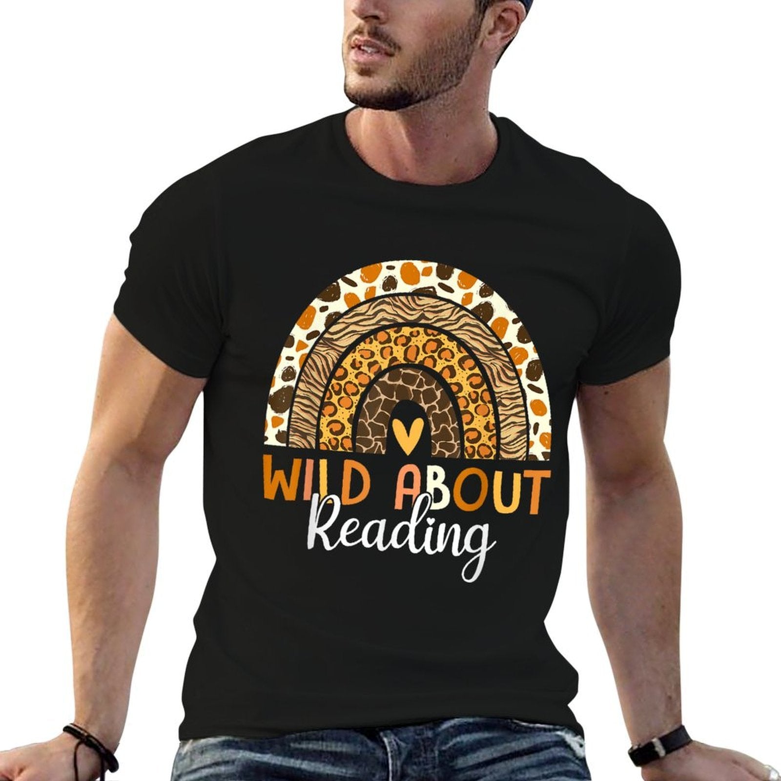 Wild About Reading Teacher Back To School Leopard Rainbow  Moisture-wicking T-Shirt