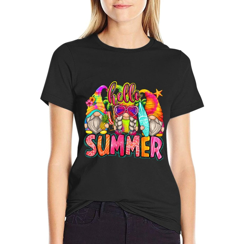 Cute Hello Summer Gnomes Beach Gnomes  Polyester Blend T-Shirt