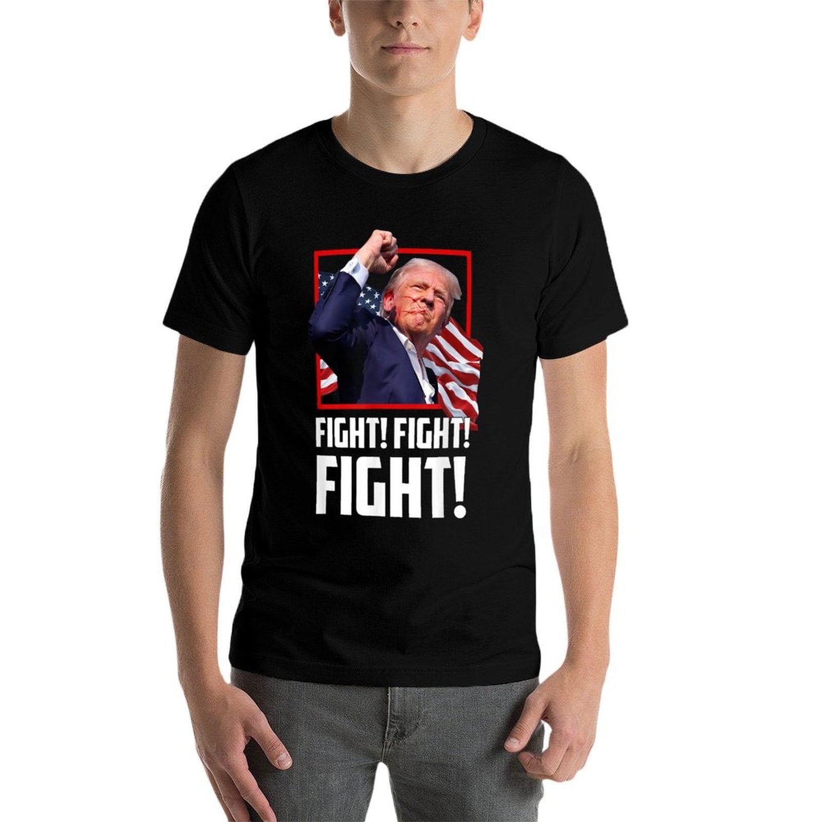 Donald Trump Fight Fighting Fighters Supporters Americans  Oversized Silhouette T-Shirt
