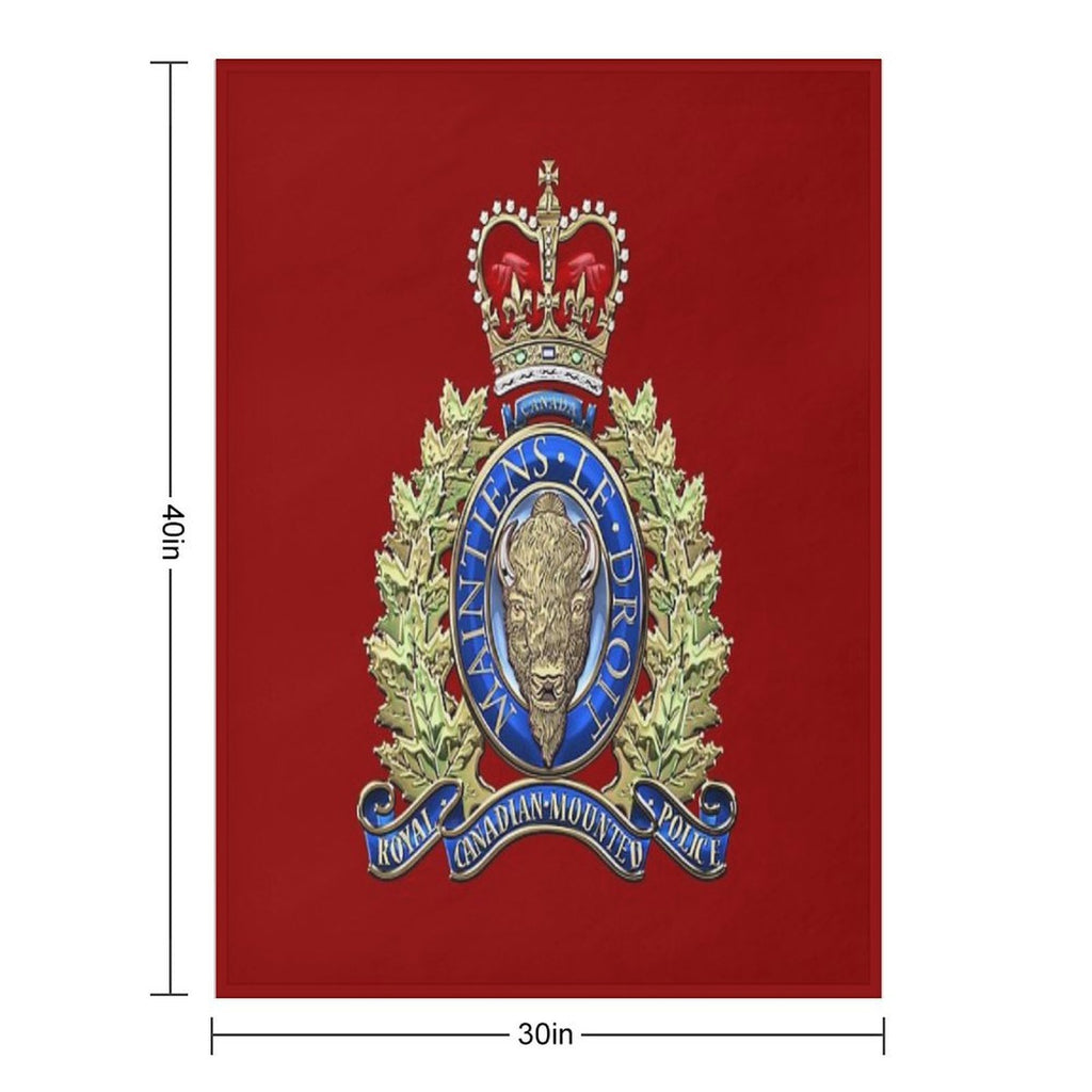 Royal Canadian Mounted Police - RCMP Badge over Red Velvet Durable Throw Blanket