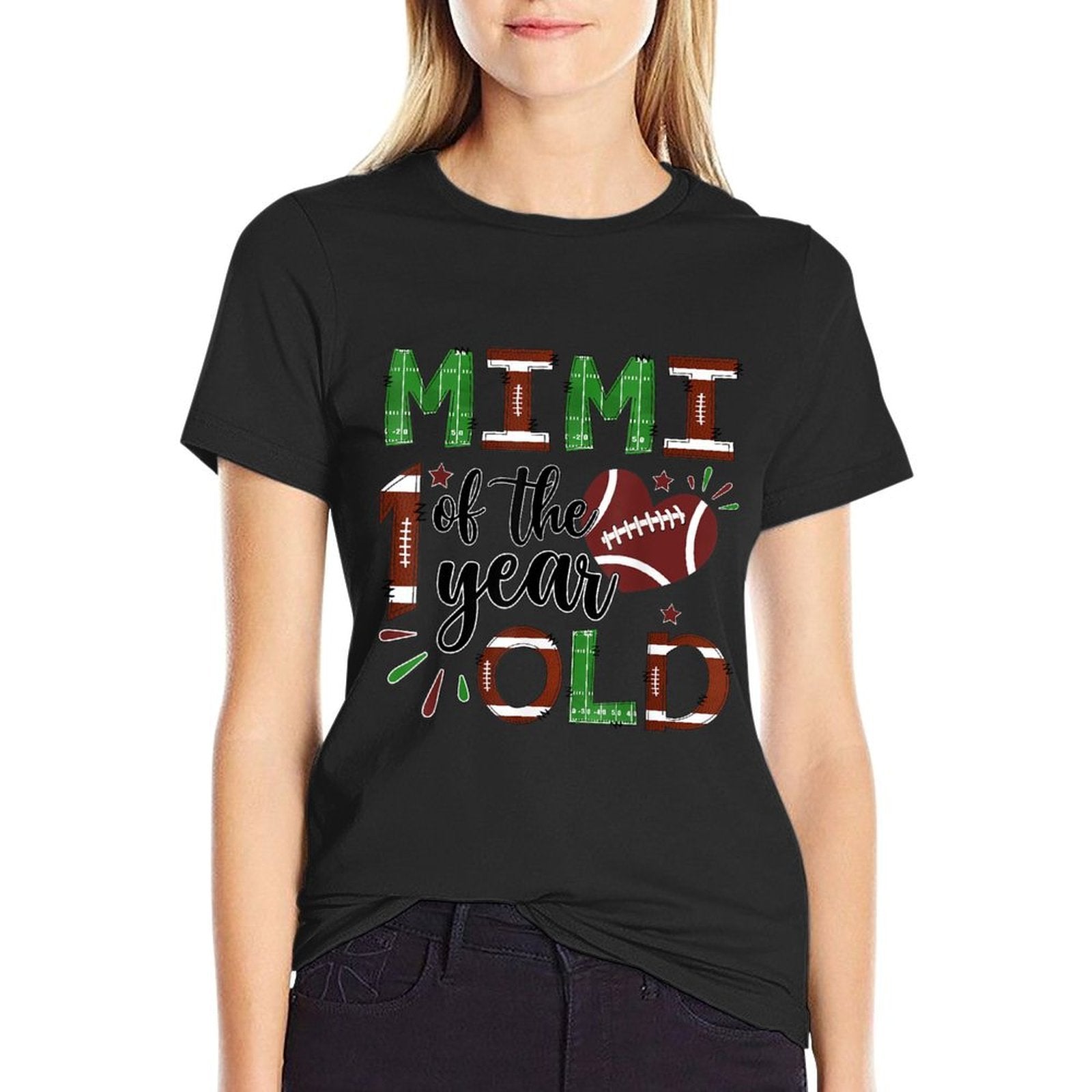 Mimi Of The 1 Year Old Football 1St Year Down Birthday  Eco-friendly Material T-Shirt