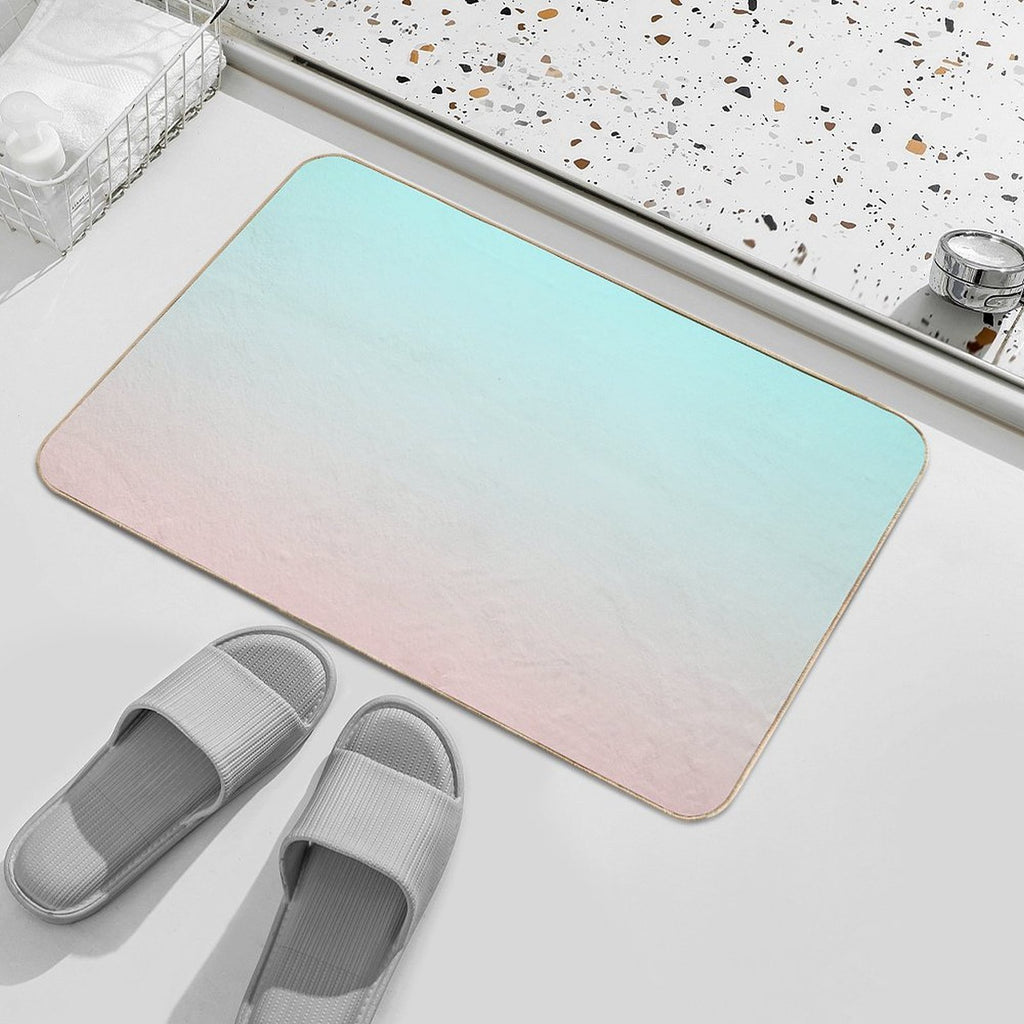 Dreamy Mint to Muted Coral Pastel Ombre  Absorbent Bath Mat