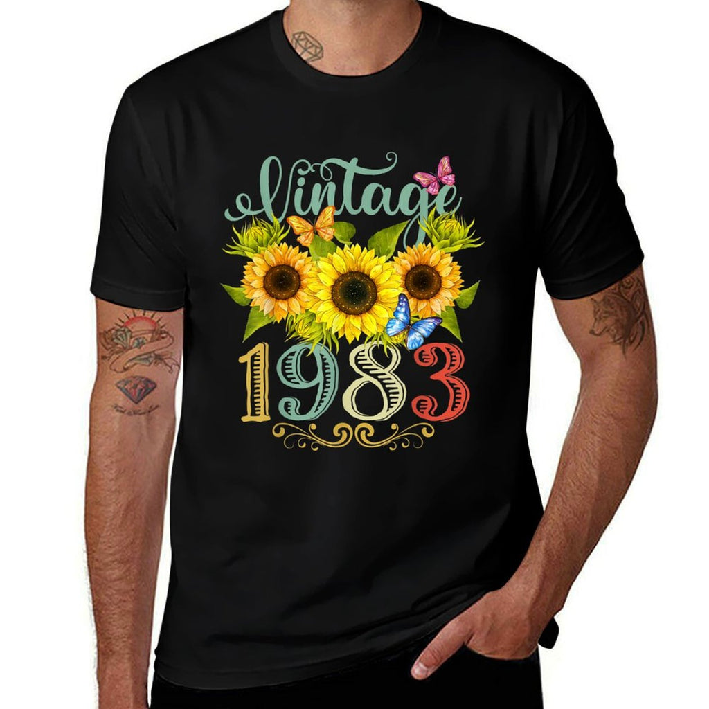 Sunflower Floral Butterfly Vintage 1983 Funny 40th Birthday  Versatile T-Shirt