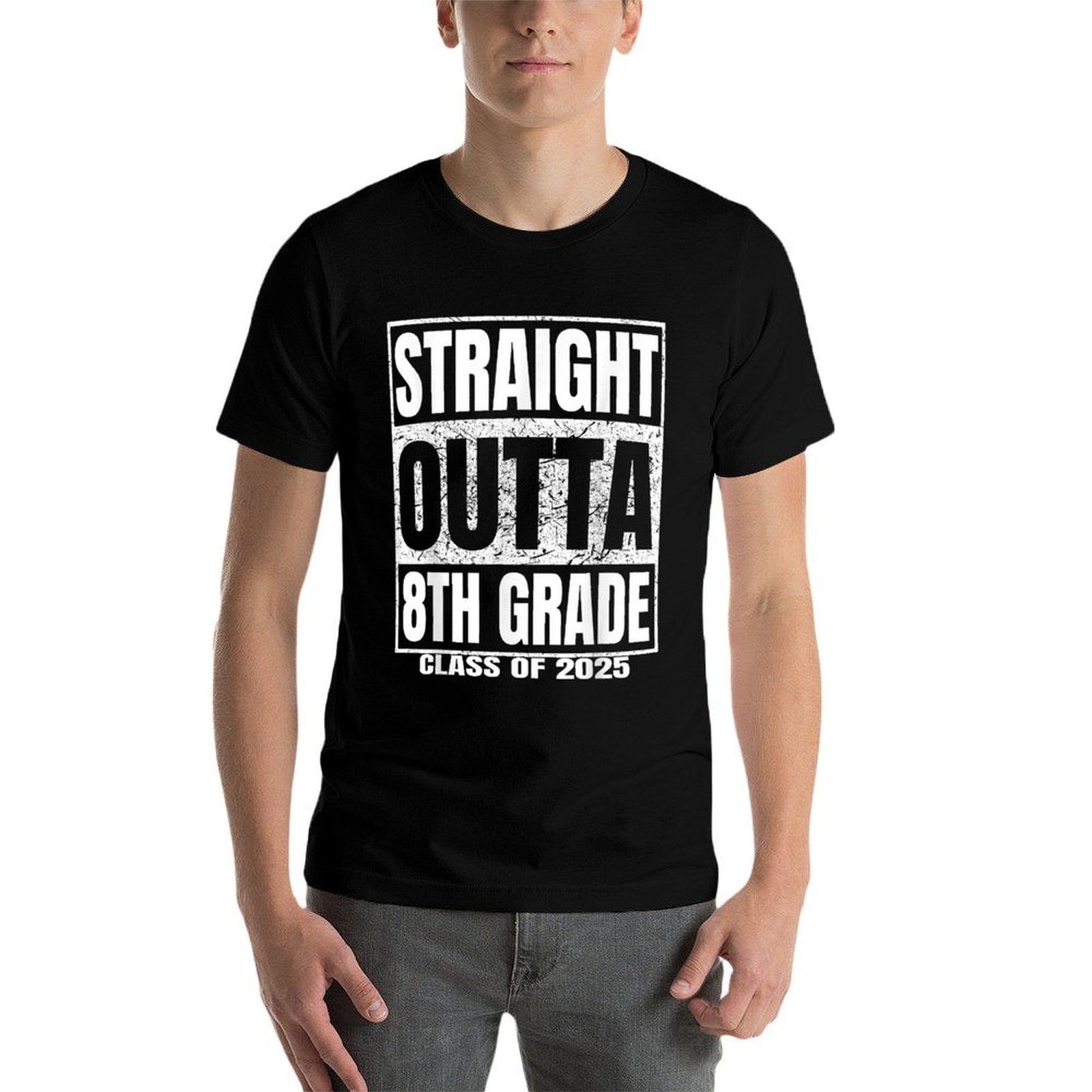 Straight Outta 8th Grade Graduation Gifts 2025 Eighth Grade  Oversized Silhouette T-Shirt