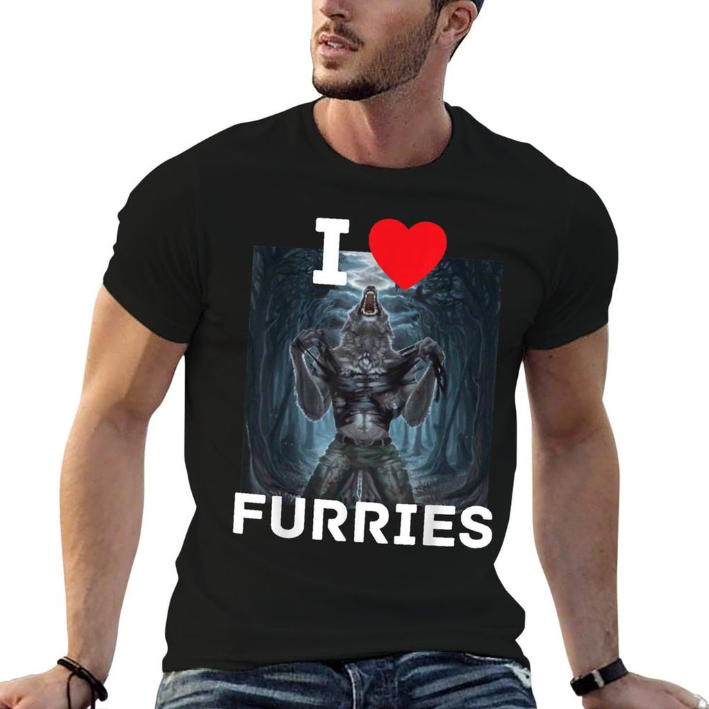 I Heart Furries Funny Cringe Alpha Werewolf Wolf Meme  Graphic-printed T-Shirt