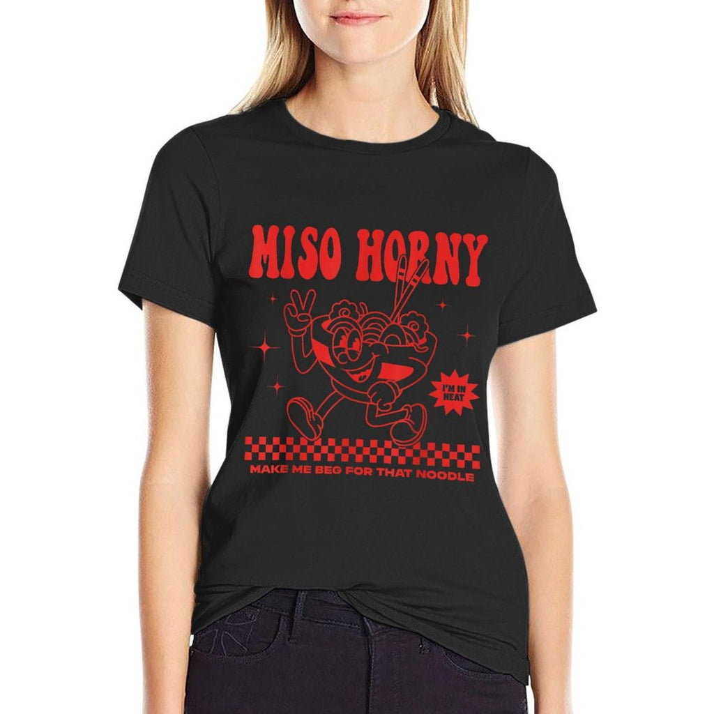 Miso Horny Ramen Graphic Funny Japanese Noodle  Summer-ready Fabric T-Shirt