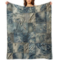 Rustic Denim Patchwork Multi-functional Throw Blanket