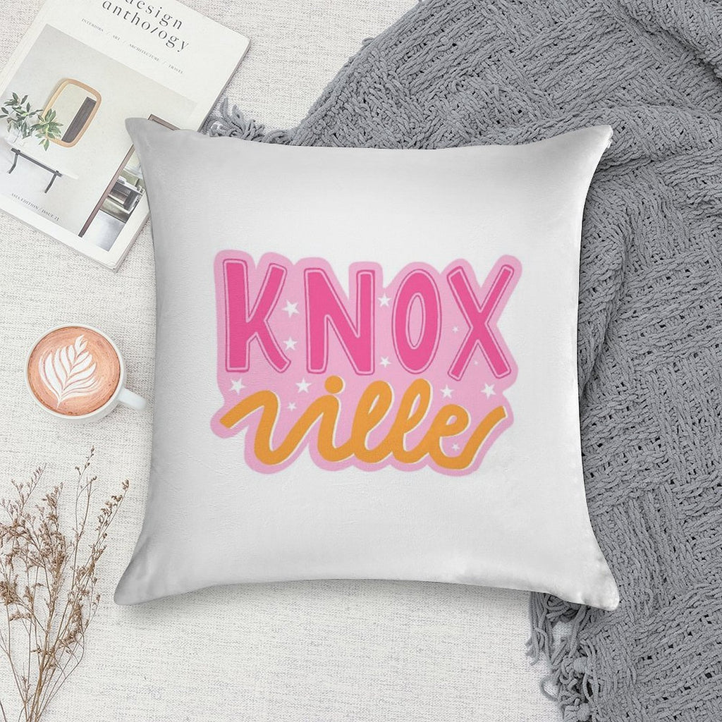 Knoxville Pink And Orange Stars Soft Short Plush Fabric Throw Pillow