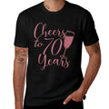 Cheers To 70 Years For Women Her Anniversary 70th Birthday  Ribbed Collar T-Shirt
