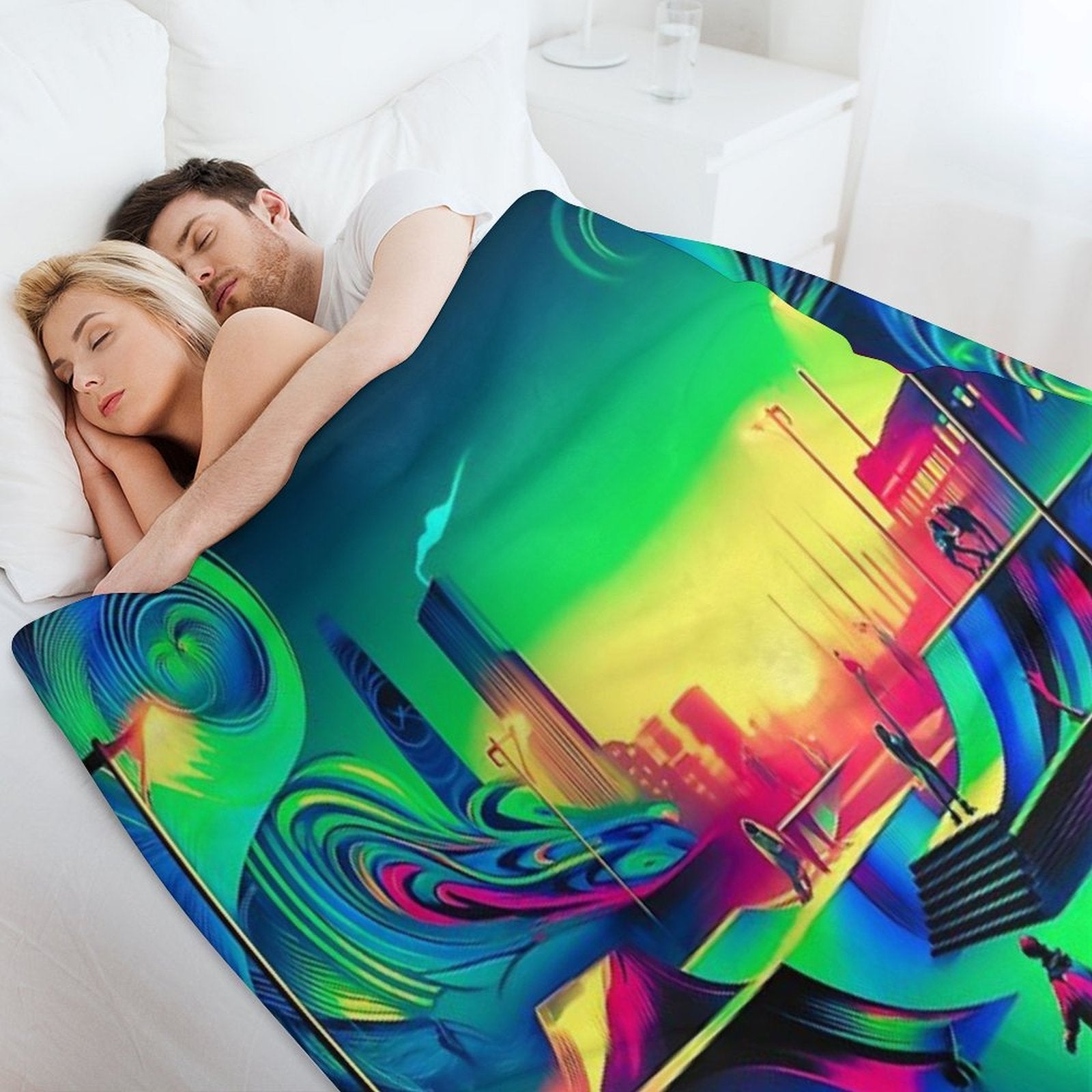 Cyberpunk Skatepark Neon Uv Reactive Nights Machine-washable Throw Blanket