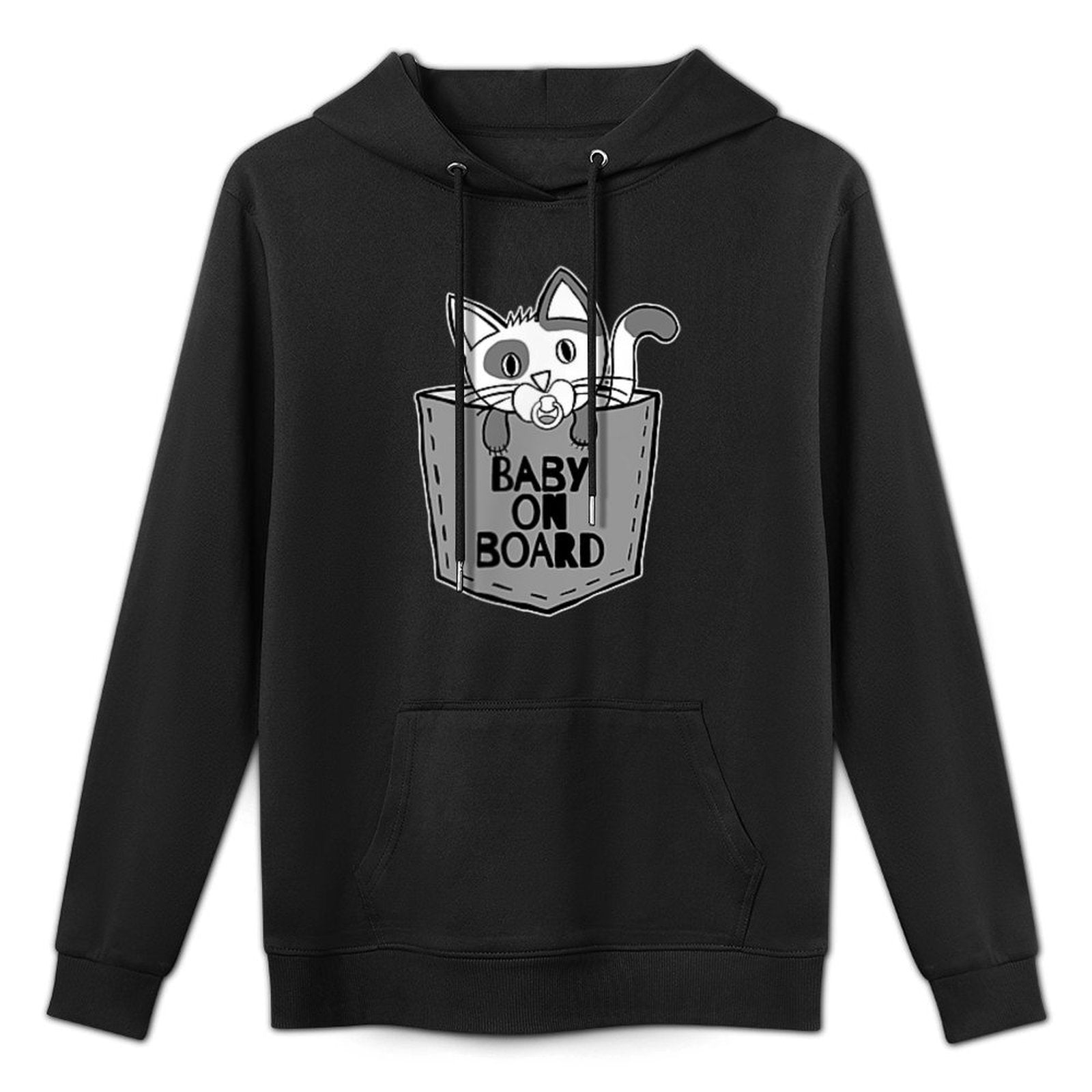 Cute Stray Cat Baby on Board Cat Pocket for Cat Lovers Moisture-Wicking Hoodie