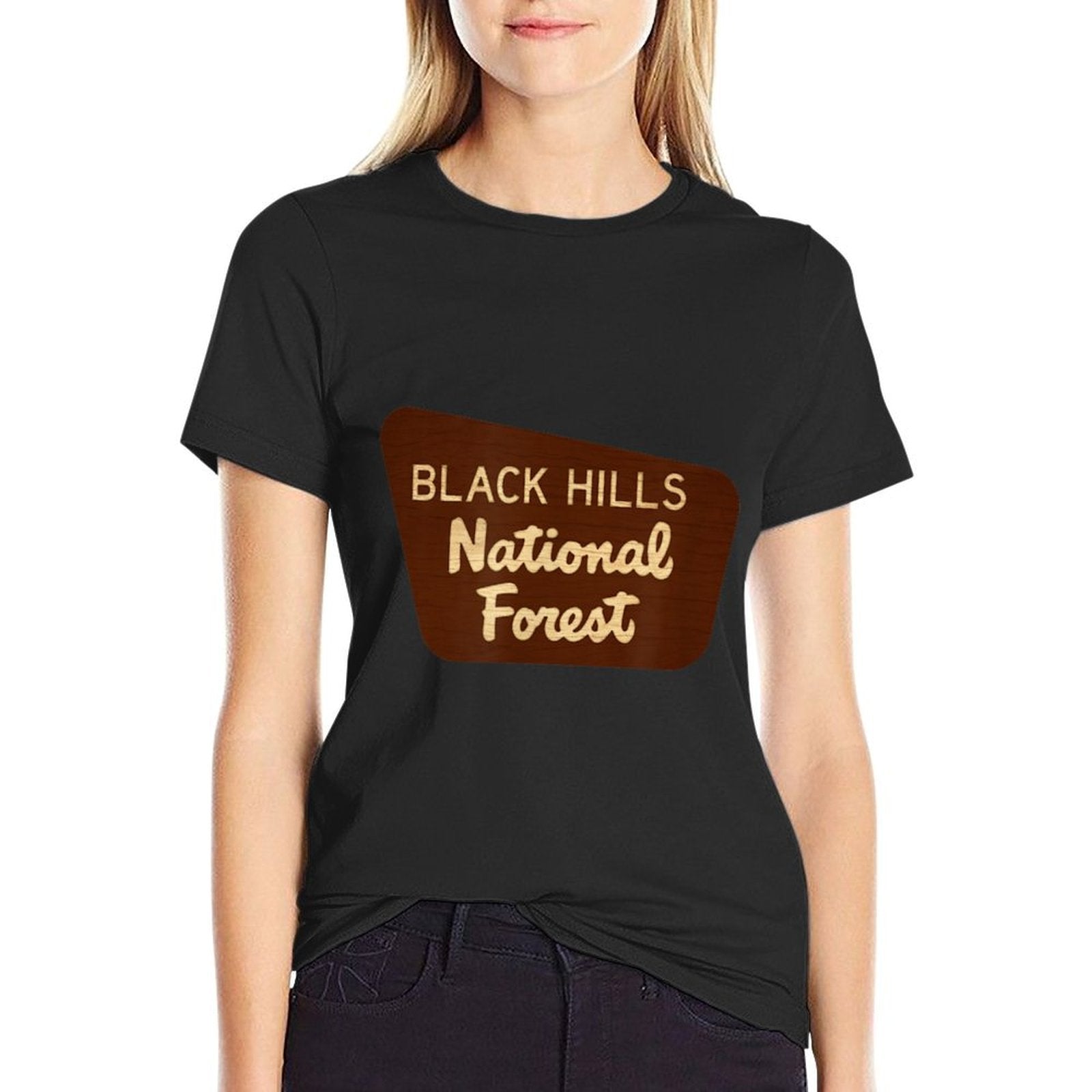 Black Hills National Forest Entrance Sign South Dakota Wyo  Rolled Sleeves T-Shirt